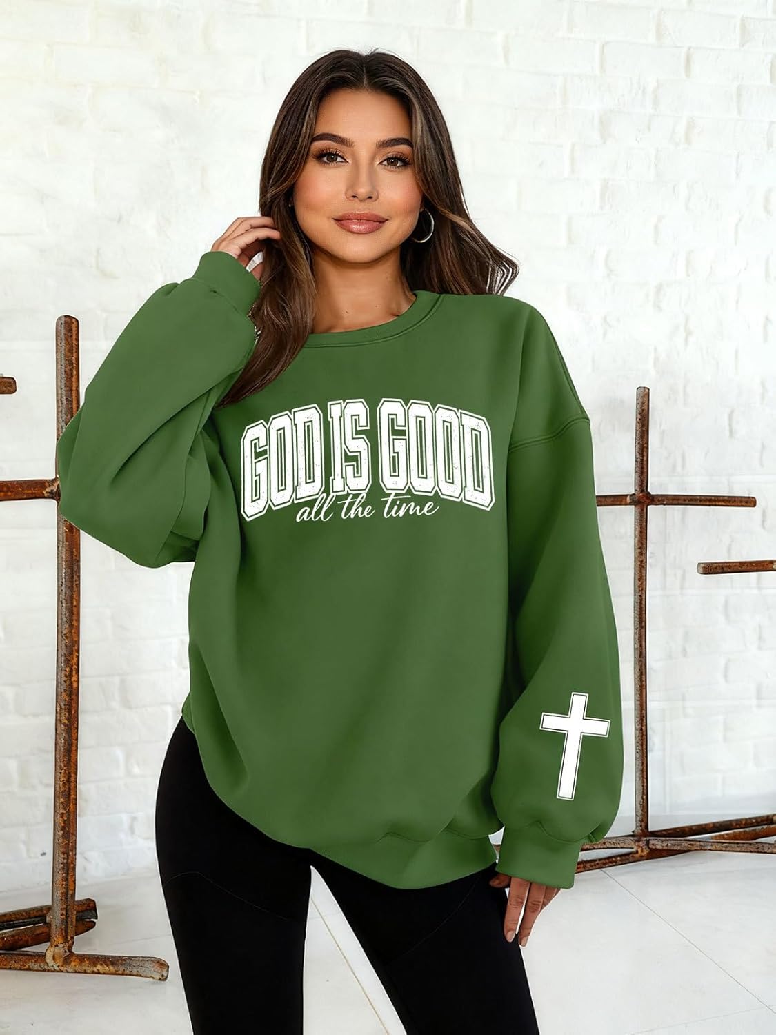 Christian Sweatshirts for Women Oversized Faith Jesus Shirts Bible Verses Inspirational Long Sleeve Graphic Pullover - Image 2