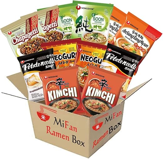 MiFan Ramyun Box Korean Ramen Assortment (12 Sachets, 6 Variegated Flavours)
