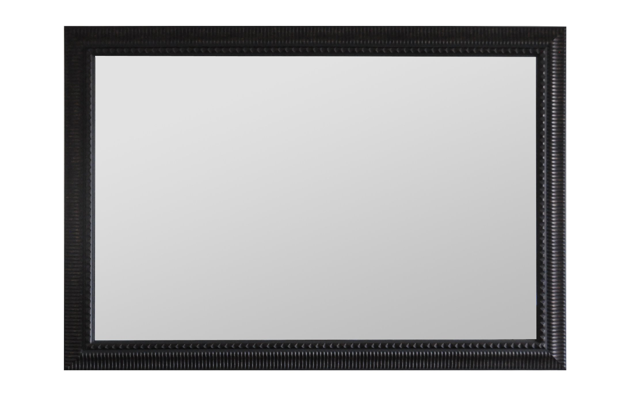 Bathroom Mirror for Wall, Hanging Wall Mounted Mirror with Decorative Antique Brass Enhanced Black Wood Frame, Hangs Horizontal or Vertical for Bathroom Vanity, Living Room 47x32