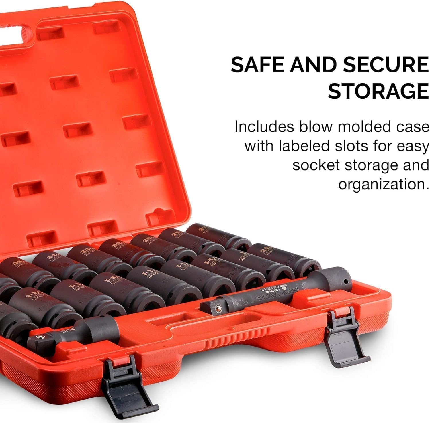 NEIKO 02347A 3/4-Inch Drive Socket Set, Master 20-Piece SAE and Metric Socket Set, SAE 1" to 1 1/2" and Metric 26 to 38 mm, Extension Bars Included