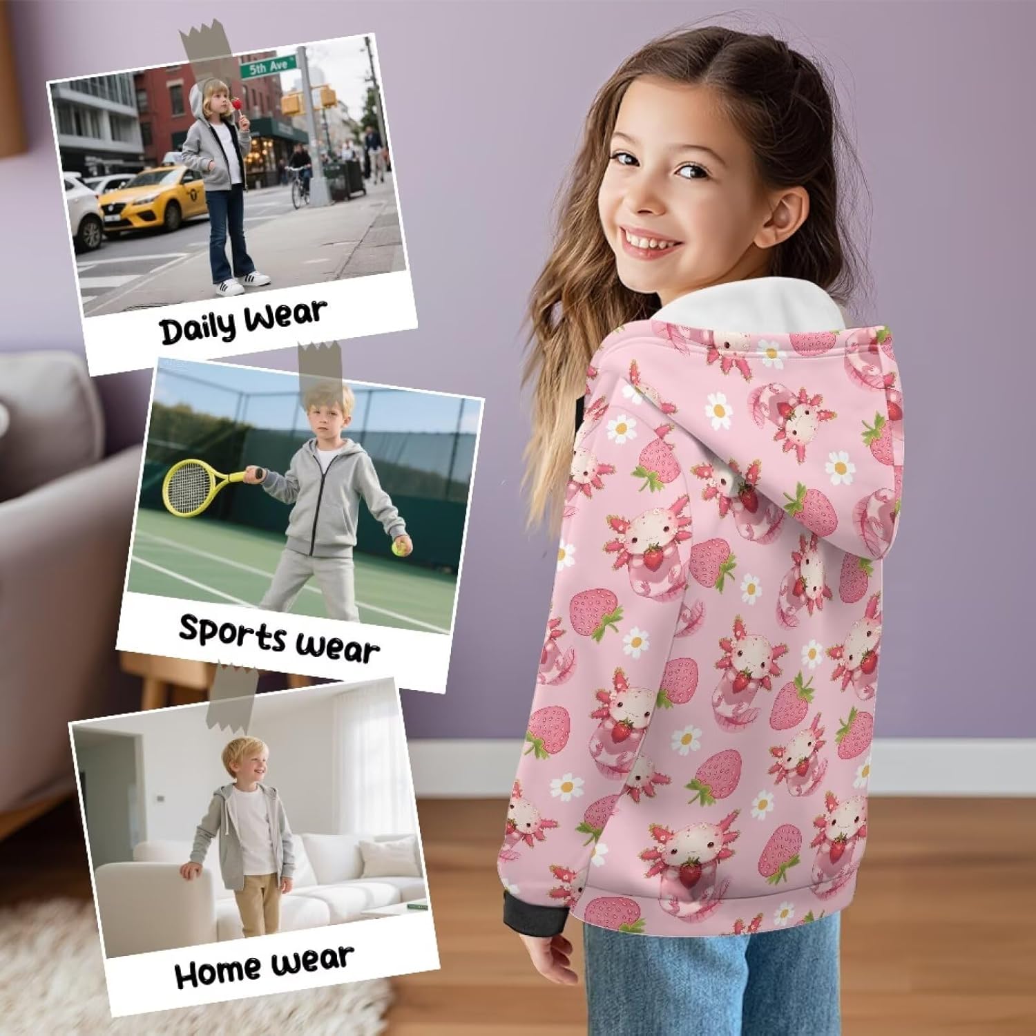 Girls Zip Up Hoodie Long Sleeve Sweatshirts Fall Outfits 2025 Casual Warm Loose Fit Hoodies Jackets