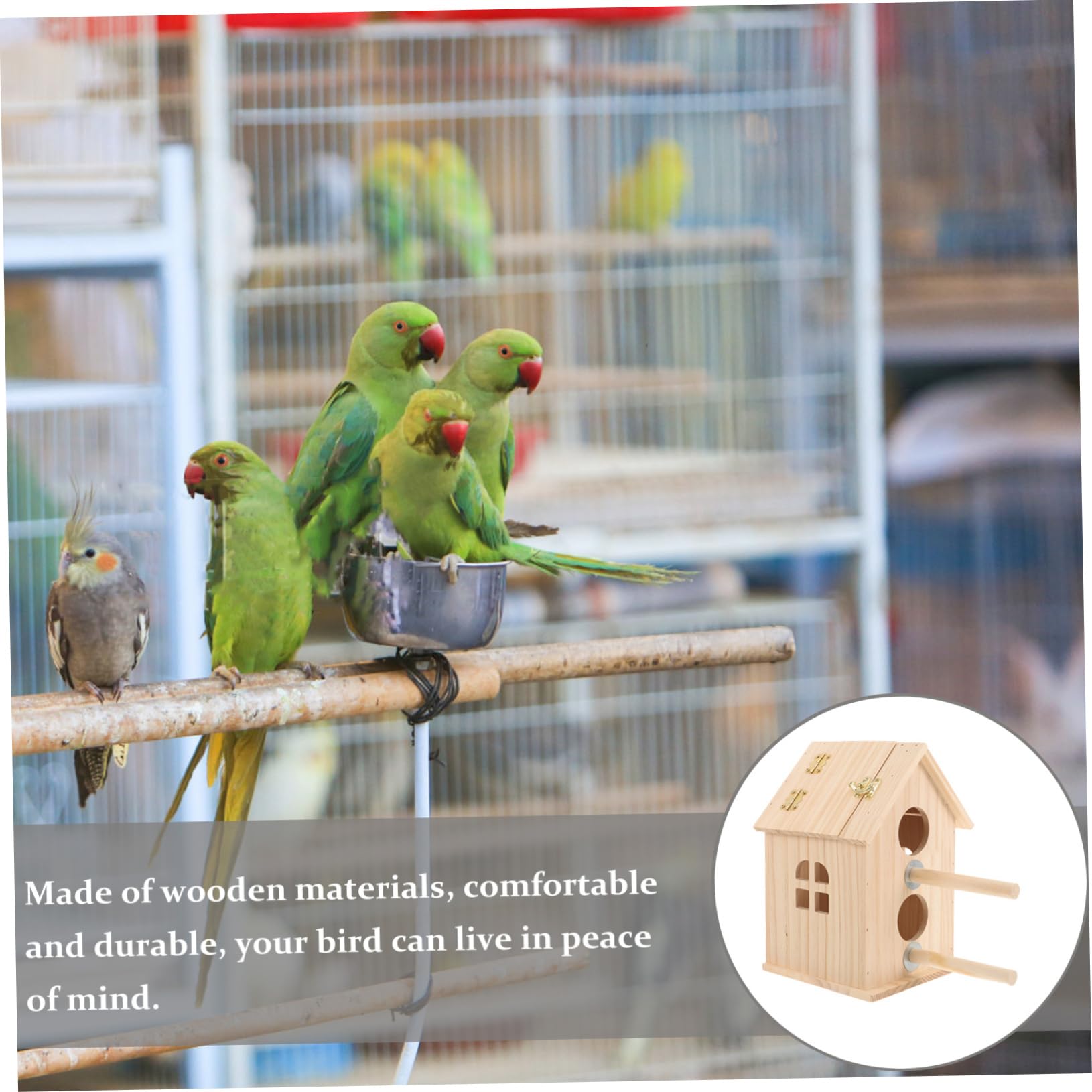 DOITOOL Caja terrario de Aves criadero de Madera Nido de pájaro de Madera Juguetes de Aves para periquitos munia casa de pájaros Suministros para Aves cabaña de Madera g5 Loro