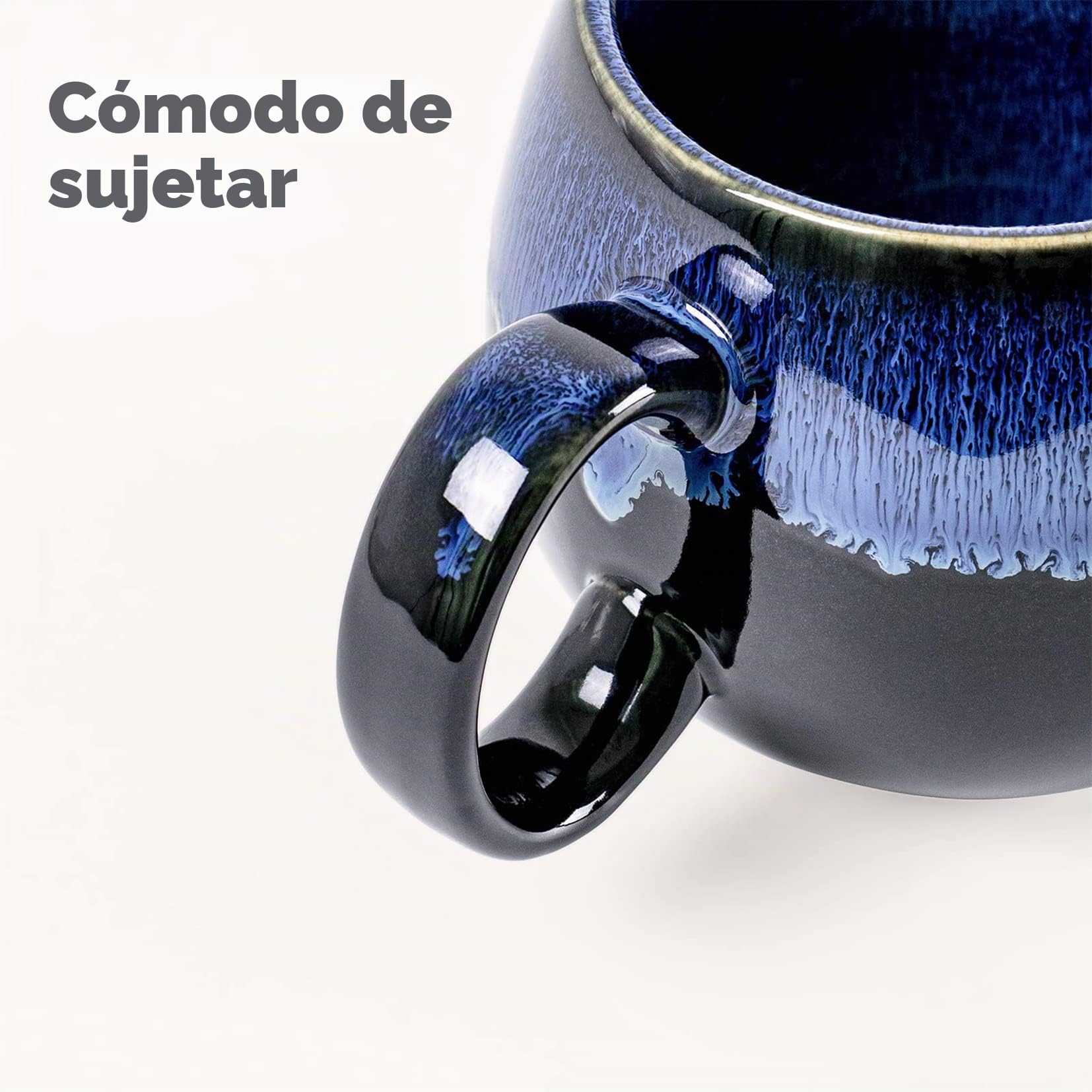 UNICASA Taza de Cerámica, Juego de Tazas Café de 4 Piezas, Tazas Redondas de Té en Color Azul, Vajilla para 4 Personas, Servicio de Café - Juego de Tazas de 4 Piezas