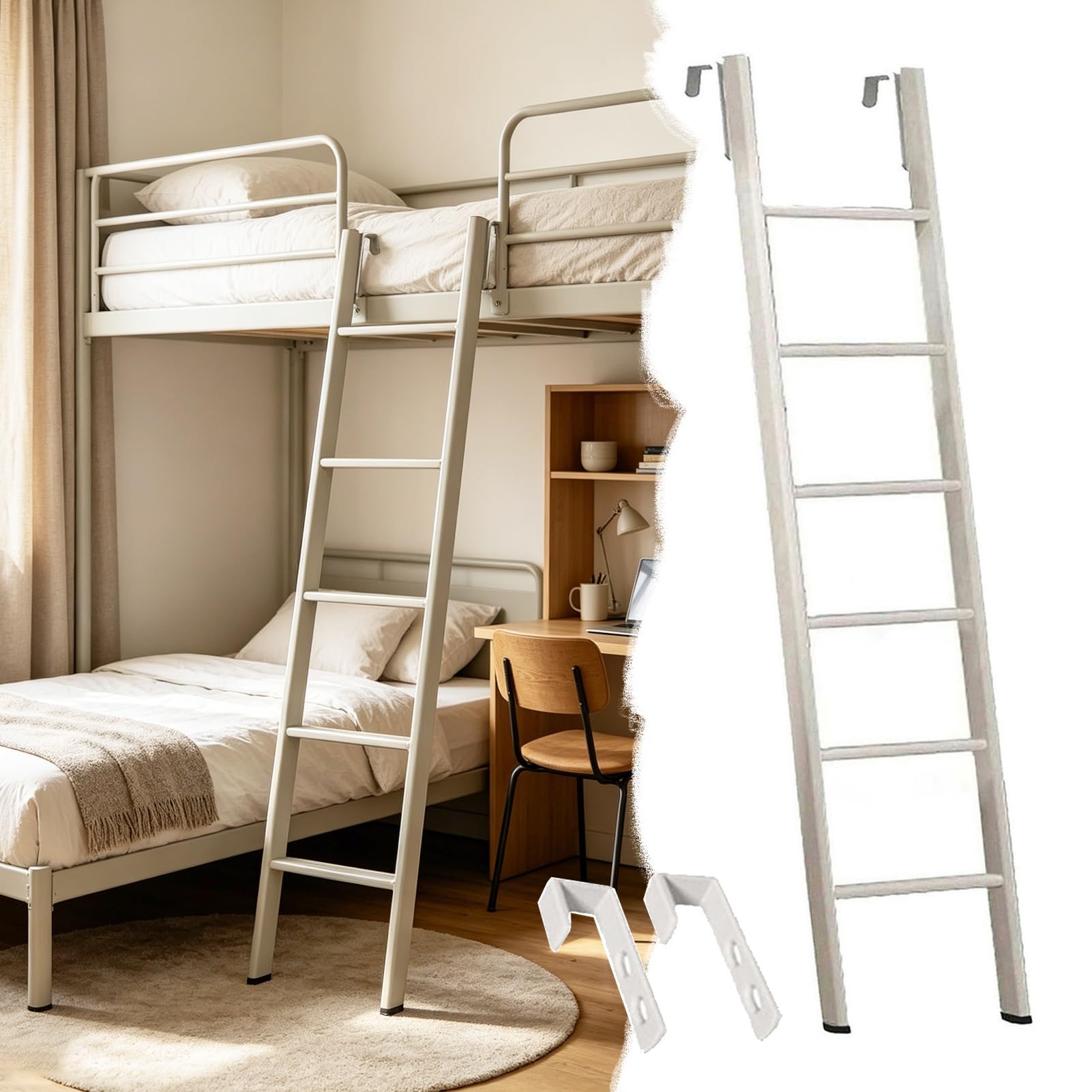 Hochbett Leiter Leitern Etagenbetten Im Dachgeschoss/Schlafsaal, 116/130/140/150/160/170/180/185cm Leiter Haken Wohnmobil/Wohnwagen, Rutschfeste Leiter Kinder Und Erwachsene(185cm/73")
