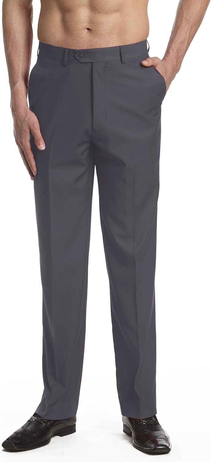 Mens Dress Pant Trousers Flat Front Solid Mix Multi Color Design