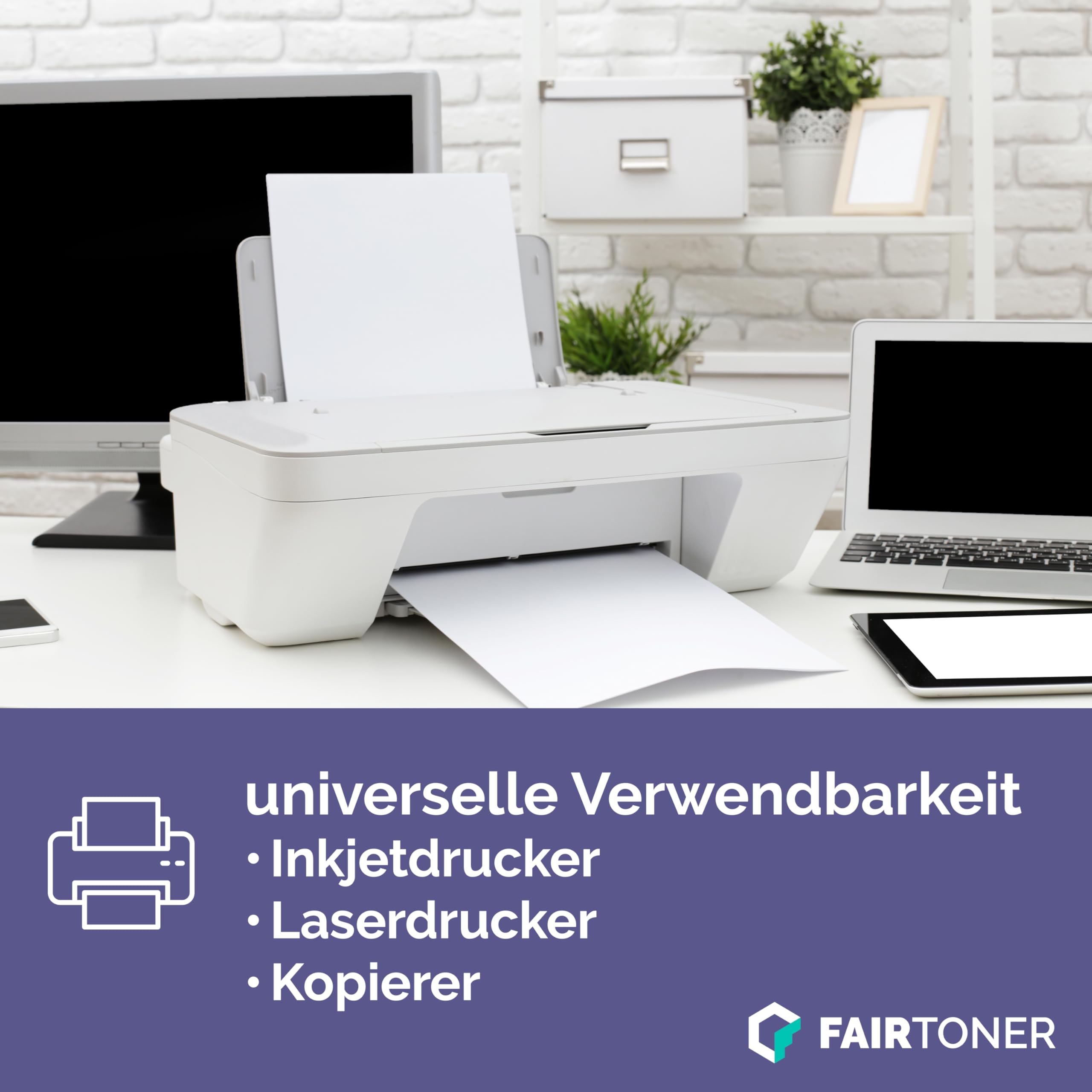 FairToner Kopierpapier DIN-A4 80g, Weiß, 25.000 Blatt (50er Pack) | 50 x 500 Blatt, Universal Druckerpapier