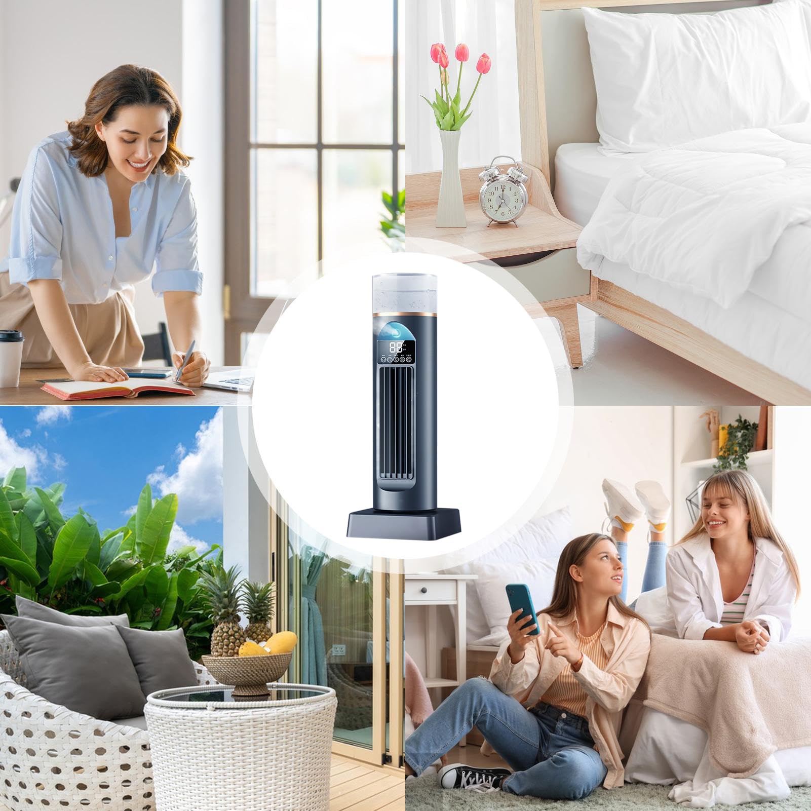 Ventilatore Raffreddante AC Portatile Personale Senza Pale Velocità | Ventilatore Raffreddante, Raffrescatore d'Ambiente Per Camera Da , Soggiorno E Ufficio