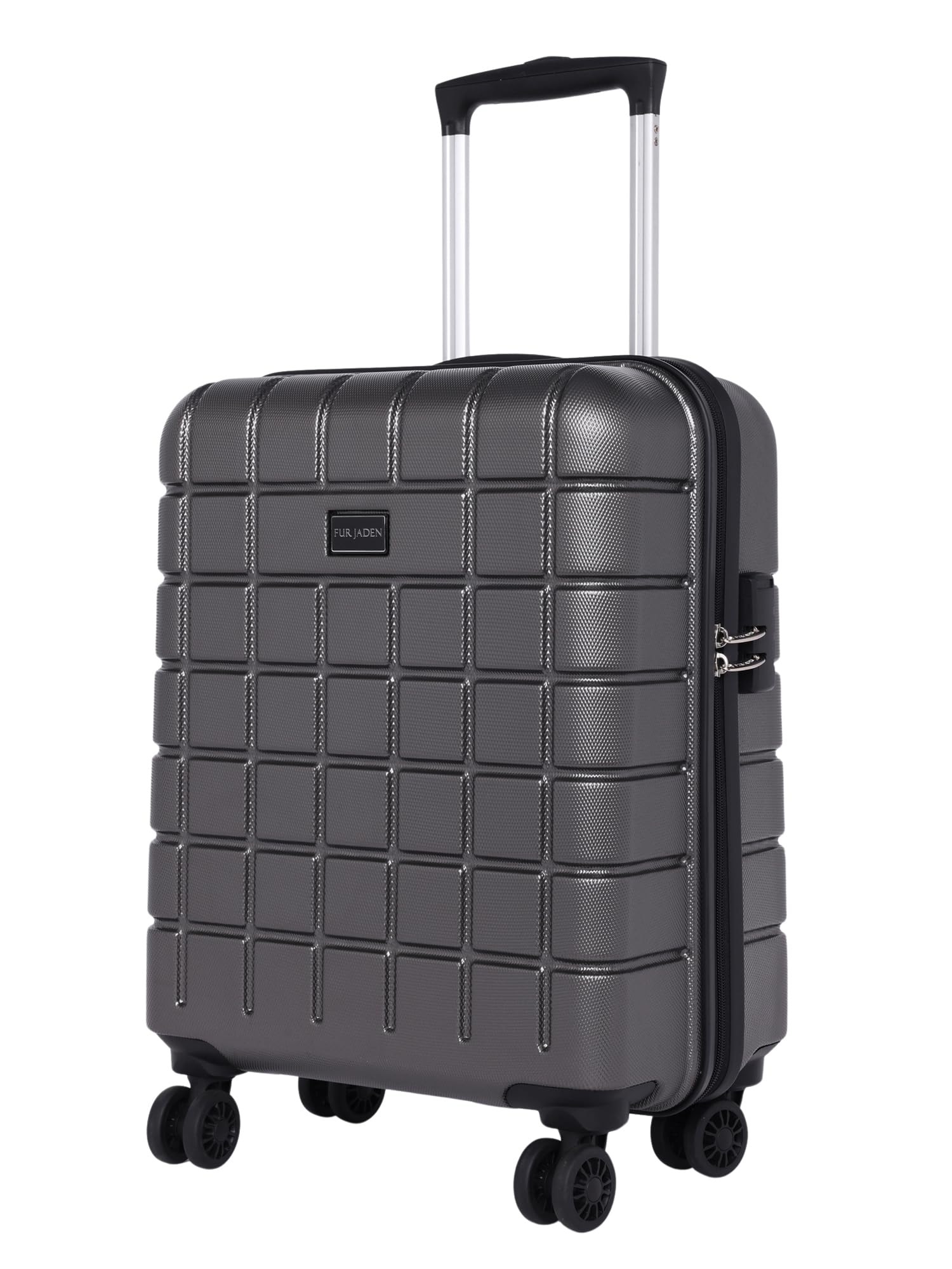 FUR JADEN Empower 65CM Check-in Size Hardside Polycarbonate Trolley Suitcase Luggage 8 Wheels,360 Rotation, Number Lock, Telescopic Trolley Handle (Medium, Grey)