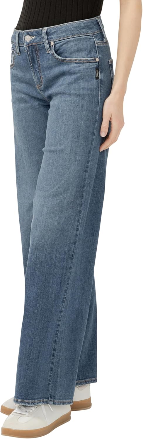 Silver Jeans Co. Women's Suki Mid Rise Curvy Fit Flare Leg Jeans