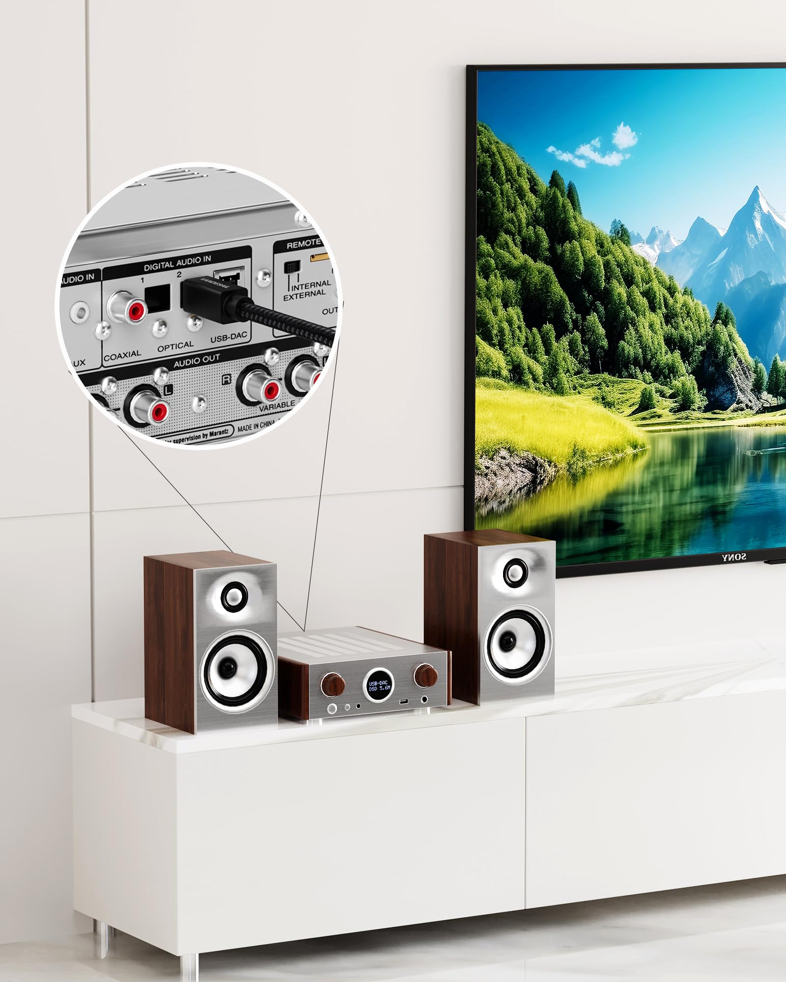 TOSLINK - Cable de audio óptico digital de 0,6 m, cable de fibra óptica trenzada de nailon para barra de sonido, cable chapado en oro, cables ópticos compatibles con TV, Xbox, PS4
