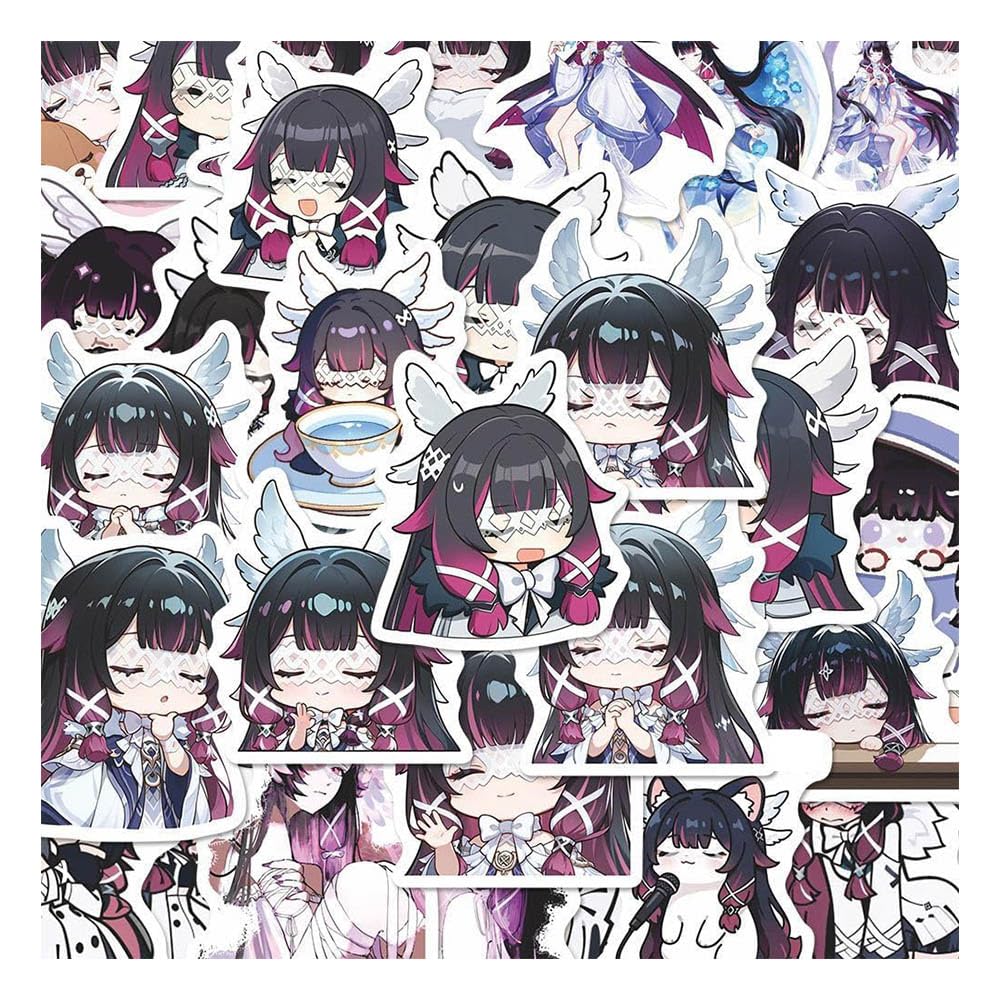 Jusongkwcp Multicolored Columbina Stickers, 63 Genshens Columbina Figure Vinyl Waterproof Diy Sticker Decals For Party, Water Bottle Scrapbook Laptop Skateboard Computer