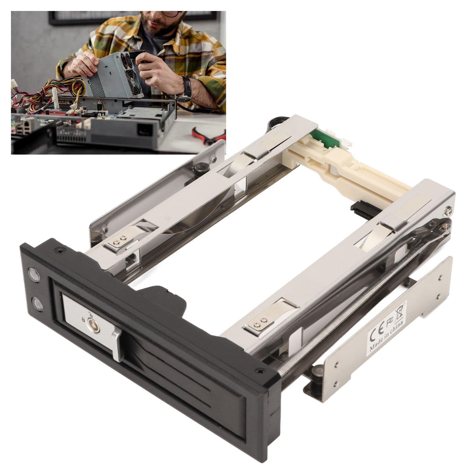 Gabbia per Disco Rigido Interno da 3,5 Pollici, Supporto SATA I/II/II, Trasferimento ad Alta Velocità da 6 Gbps, Rack Mobile Senza Vassoio e Sostituibile a Caldo in Alluminio per PC Server