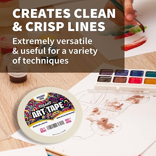 Miniatura 20 de Cinta de arte blanca con tachuelas medianas, cinta de artistas para dibujar arte, acuarela, pintura, lienzo, enmarcado, sin ácidos, 1/2 pulgadas/0.5