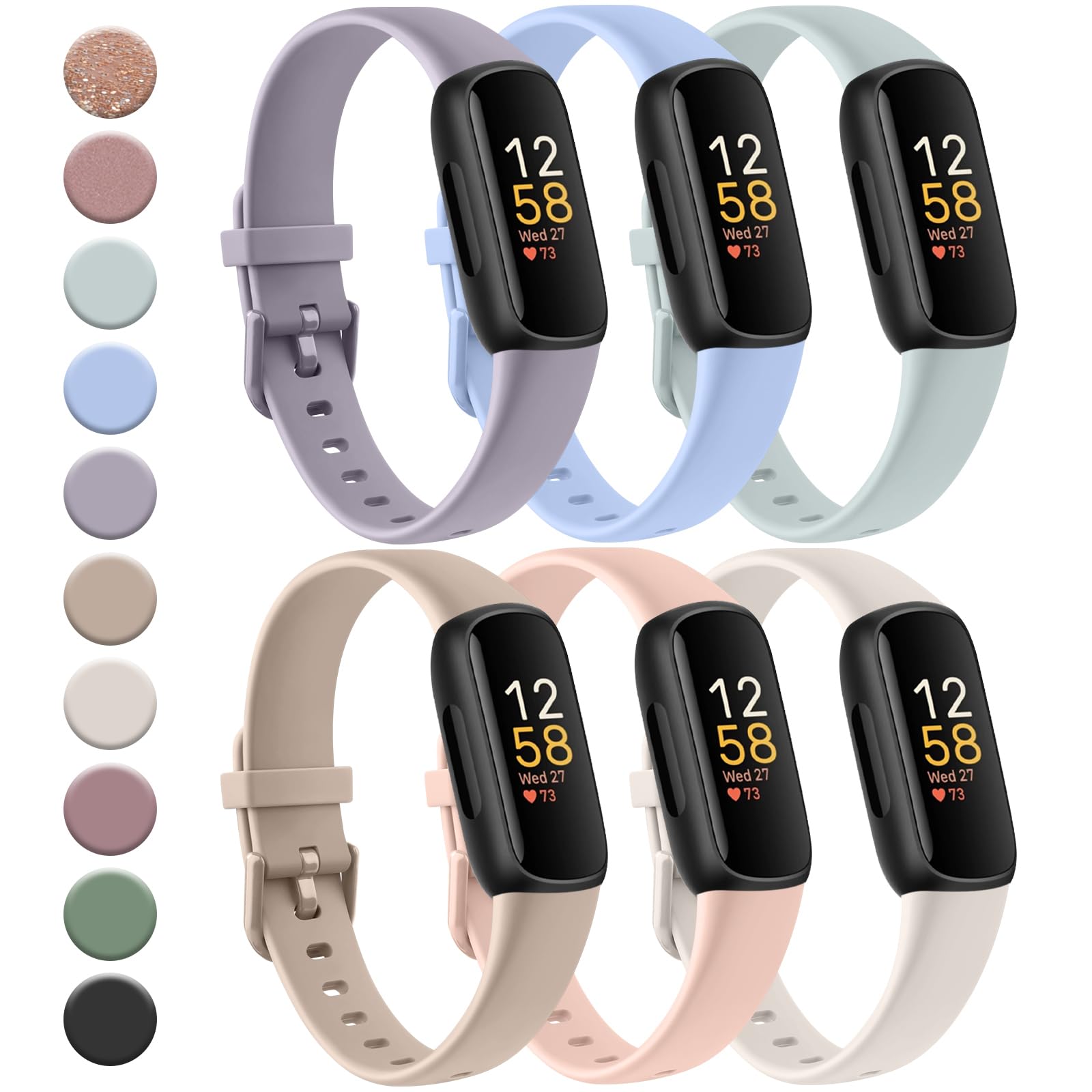 Meliya 6pack Straps Compatible With Fitbit Inspire For Women