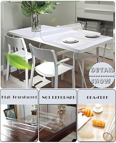 Miniatura 4 de Protector de PVC transparente de 48 x 66 pulgadas, protector de mesa de plástico personalizado de 0.059 in de grosor, protector de mesa impermeable