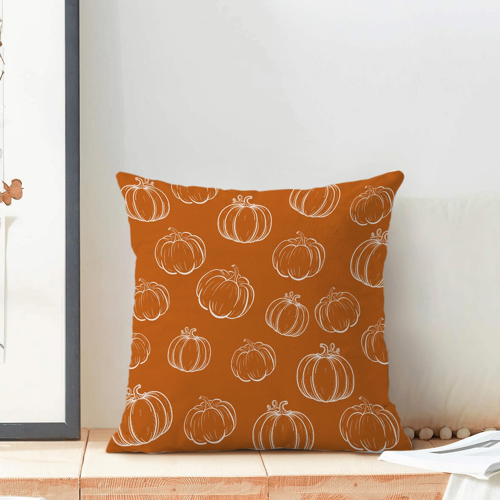 Jartinle Set di 4 federe per cuscini astratte arancione bruciato, 45 x 45 cm, stile moderno, decorazione geometrica minimalista per divano, decorazione domestica