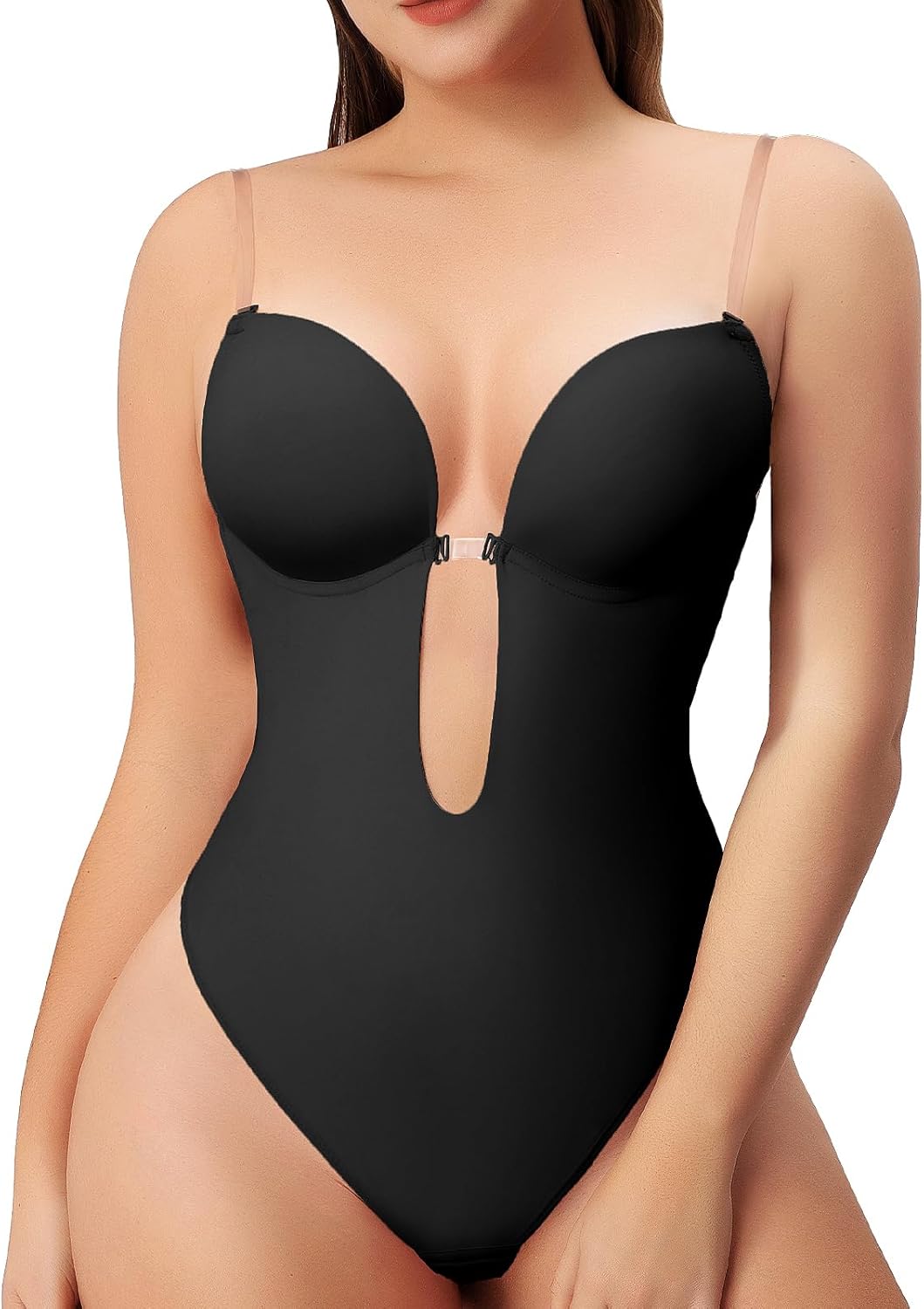 Women Shapewear Backless Body Bra Shaper Womens Plus Size Plunge Invishaper Low Back Thong Bodysuits Open Crotch Daily Use