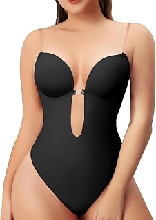 Women Shapewear Backless Body Bra Shaper Womens Plus Size Plunge Invishaper Low Back Thong Bodysuits Open Crotch Daily Use