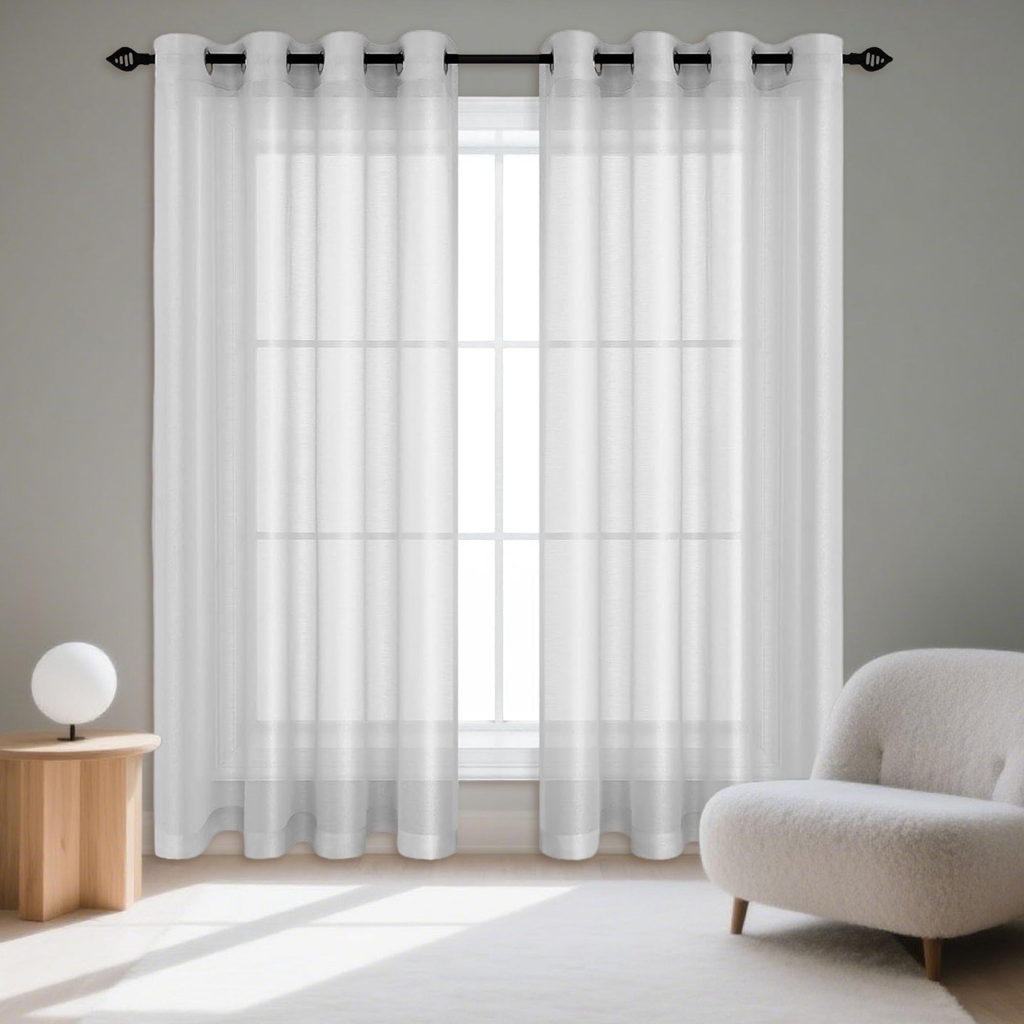 Voilages oeillets 240 x 220 cm rideaux gris clair pour chambre et cuisine