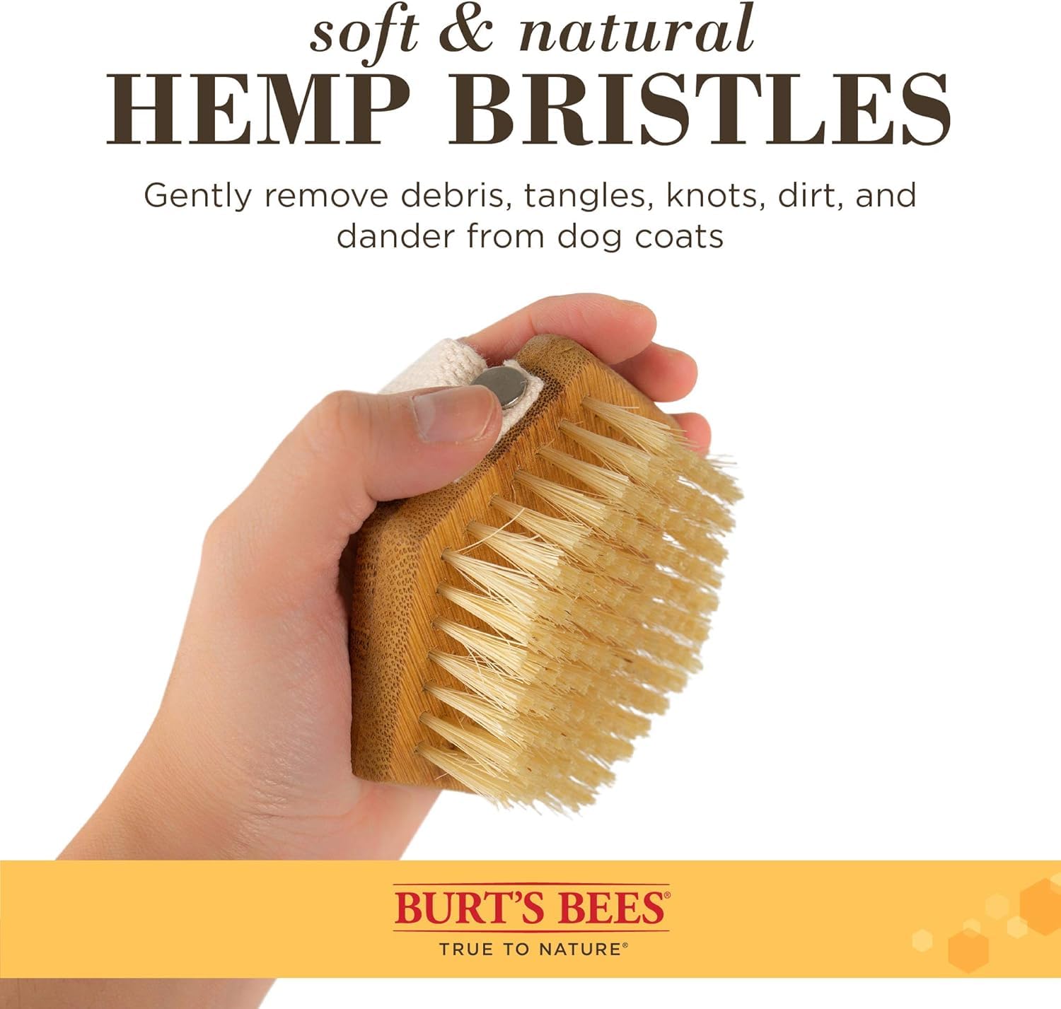 Burt's Bees for Pets Cepillo de palma con cerdas de cáñamo, cepillo ergonómico para perros grandes, mango fácil de sostener que reduce el estrés en la muñeca, ideal para el aseo diario, paquete de 2