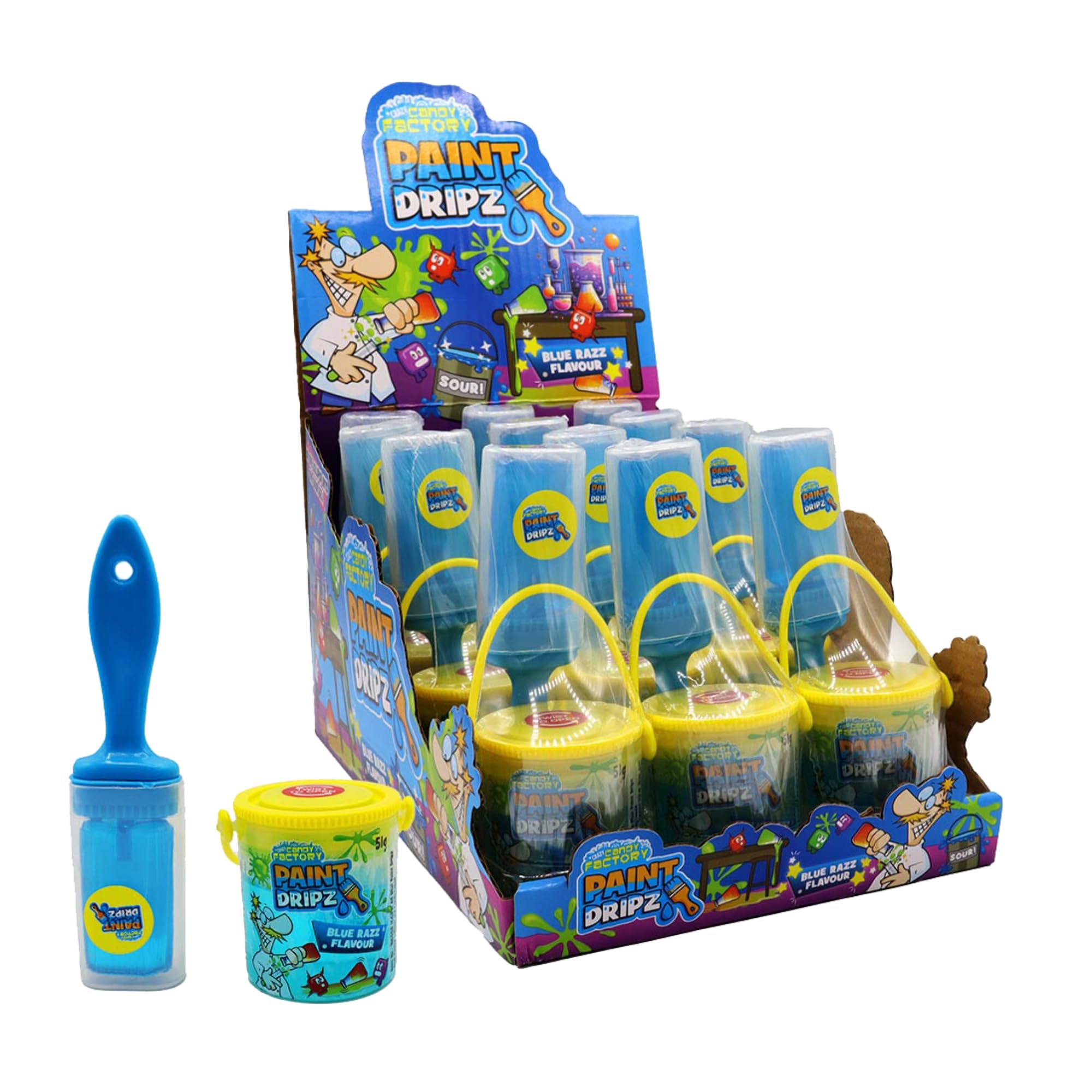 Crazy Candy Factory Paint Dripz, Blue Razz Flavour Lollipop & Dipping Candy Gel, 51 g (Pack of 12)