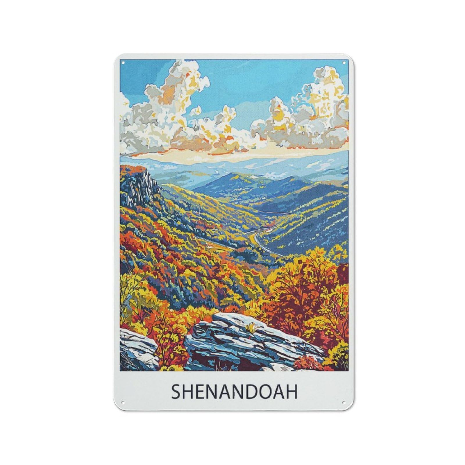 Junmoney Style-21 Creative Shenandoah National Park(3) Tin Sign 30X20cm, Study Room Decor For Workspace, Cafe, Shop Or Desk Area