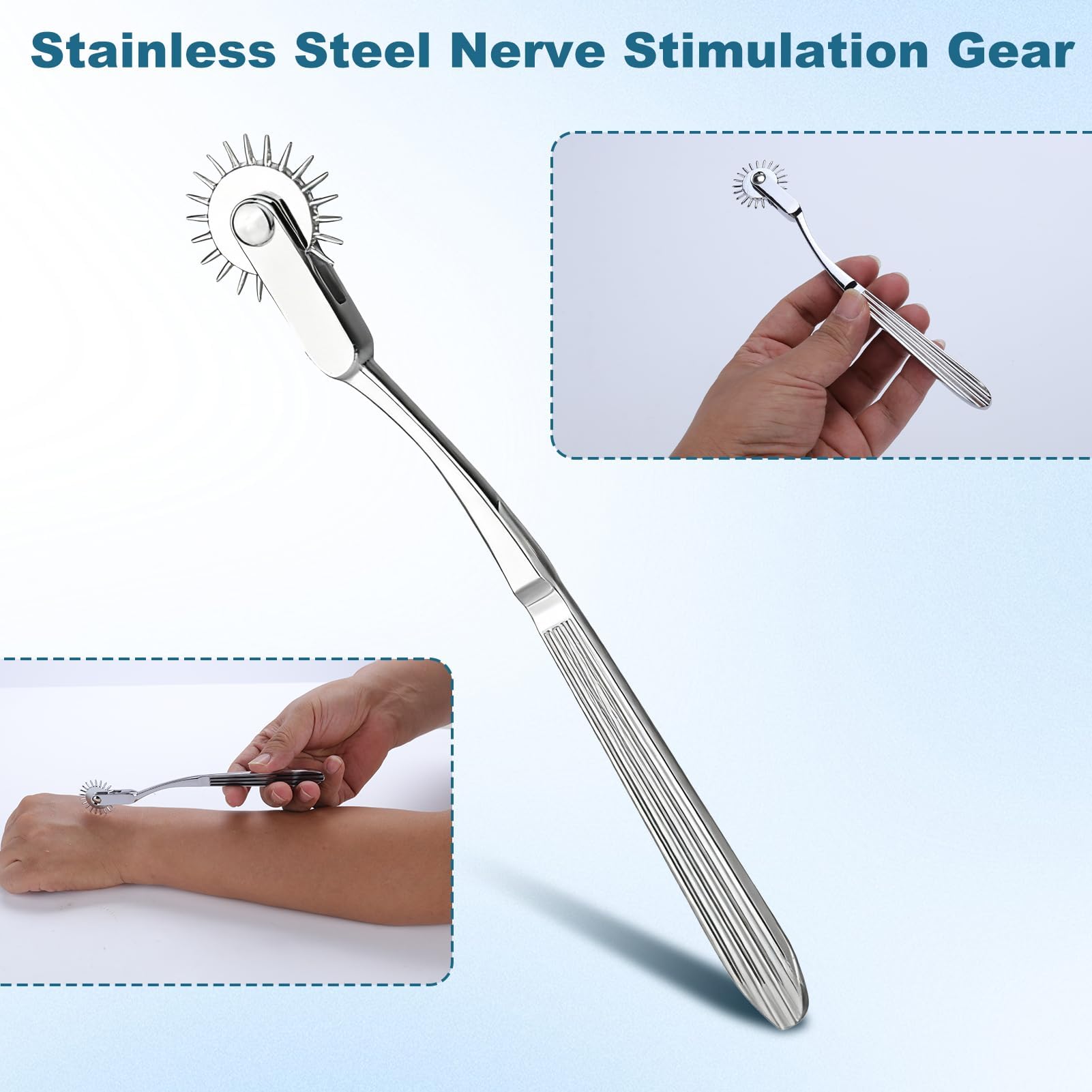 Edelstahl Nervenrad Nadelroller, Nervenrad Nadelrad, Edelstahl Wartenberg Neuro Windrad für den Neurologischen Nervenreaktionstest, Windradrolle zum Testen der Nervenempfindlichkeit