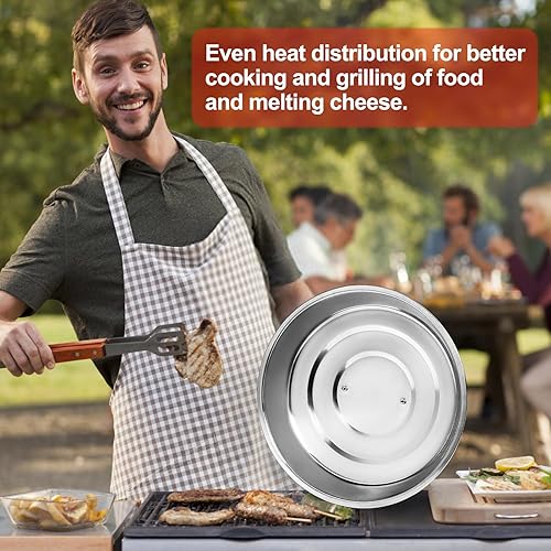 Miniatura 6 de Cubierta redonda de hilvanado, 2 piezas, 12.2 pulgadas, accesorios de parrilla de vapor de metal para Blackstone, cúpula de fusión de quesos para