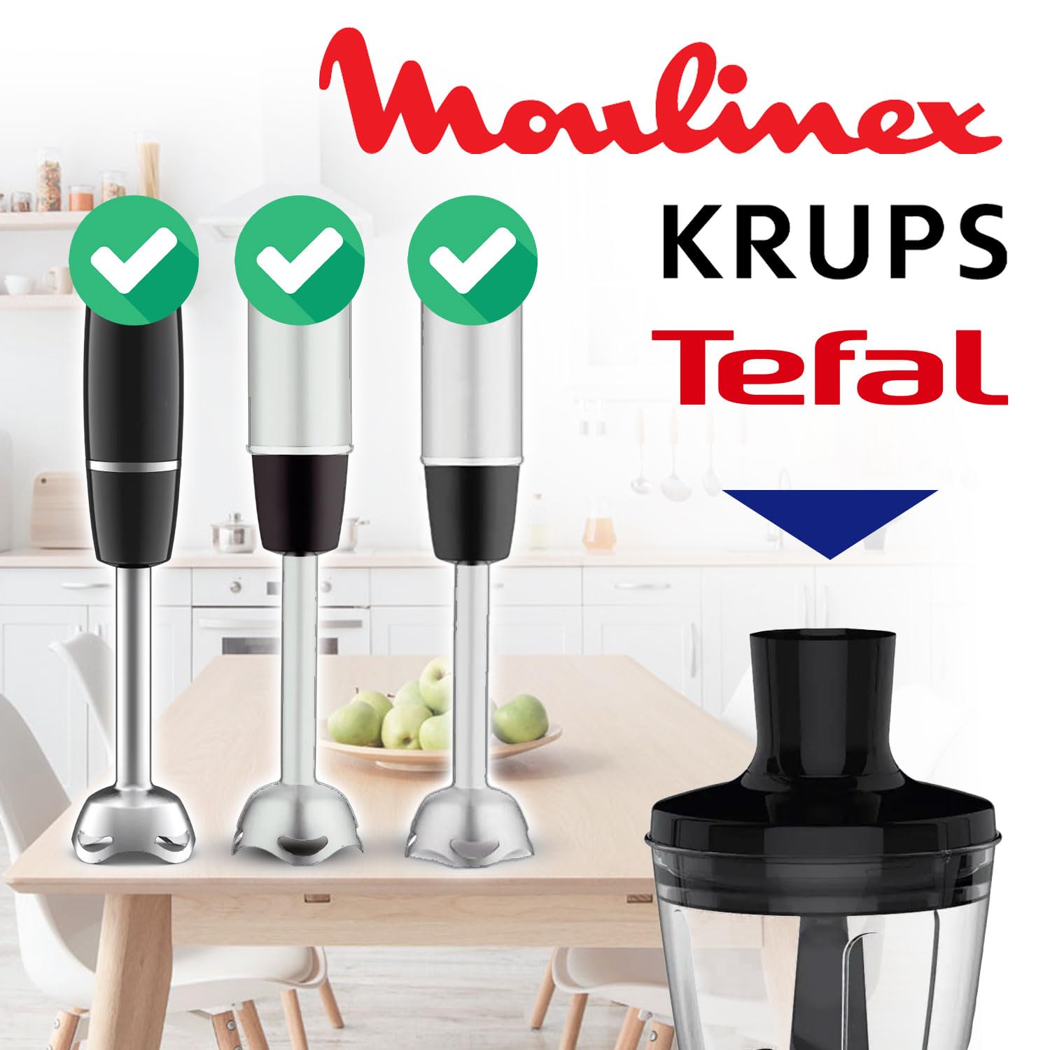MONTERAL Couvercle du Bol pour Mixeur Plongeant avec Le Code Original MS-652229 MS-650441 MS-651534 pour Moulinex pour Tefal pour Krups - Garantie de 10 Ans