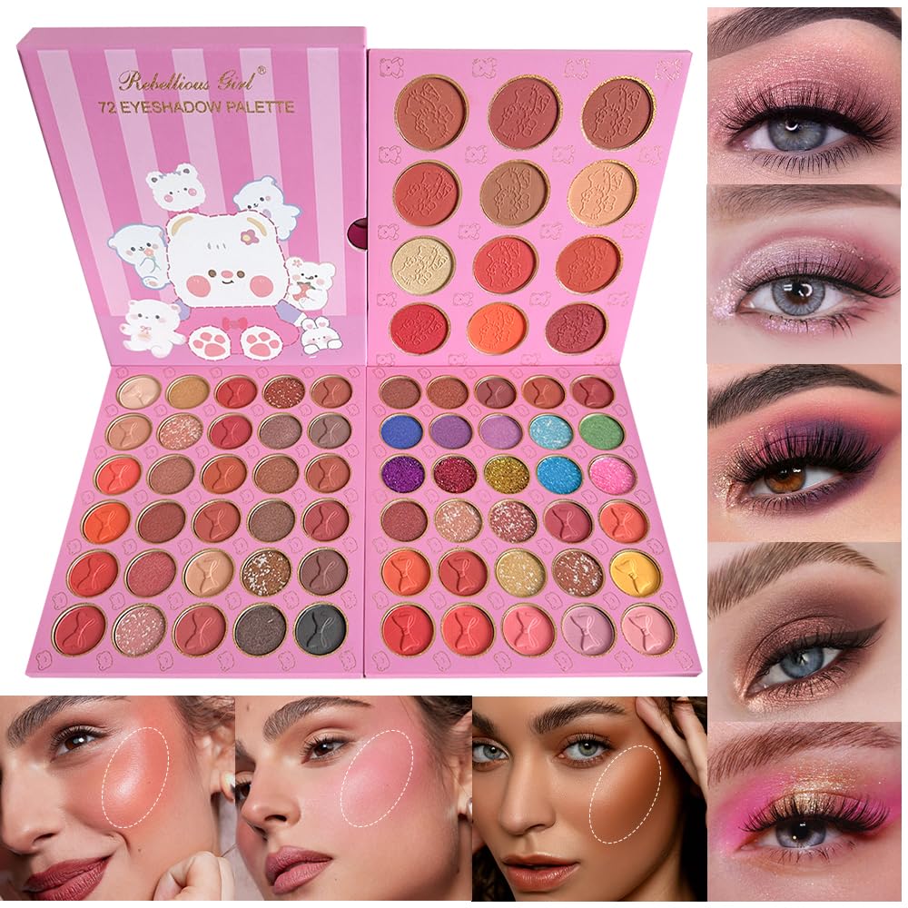 VERONNI 72 Colours Triple Layers Large Eye Shadow Golden Onion Matte Eyeshadow Blush Eyeshadow Palette All-in-One Palette Set, Micro Shimmer Stage