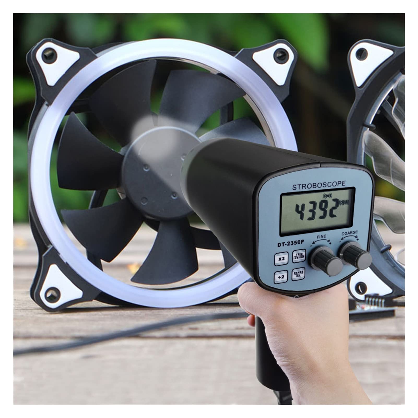 Estroboscopio de mano digital estroboscopio xenón tipo flash Medidor 50-12,000 Fpm Range Strobe Tester No Contact Rotational Speed ​​Analyzer for giro impresión engranajes, Módulo tecnológico