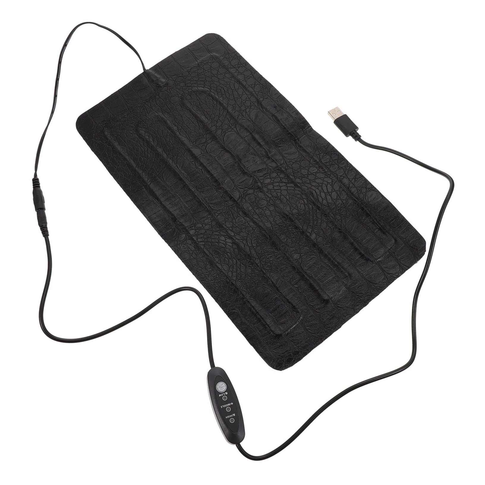 YARNOW Alfombra Térmica para Reptiles y Mascotas Pequeñas USB Control de Temperatura 3 Niveles, Sintético Texturizado Tipo, 33x18 Cm, para Terrarios y Uso Exterior en Invierno