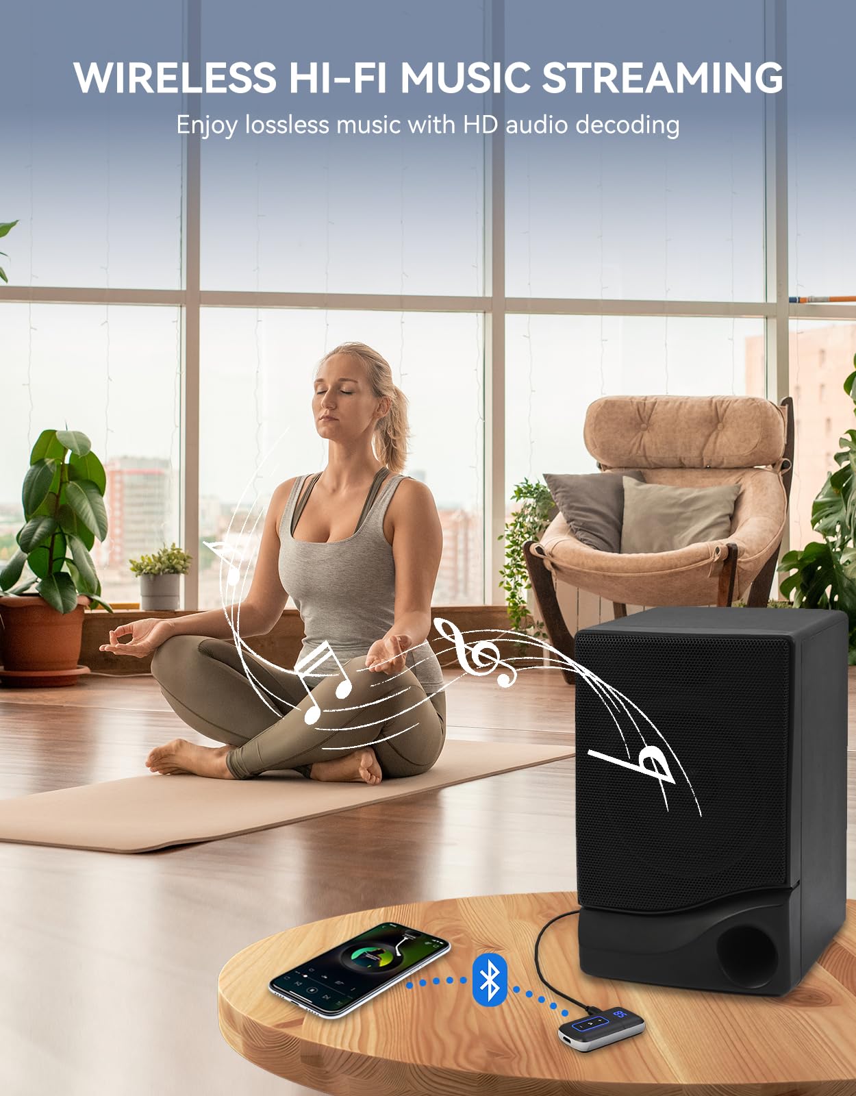 [Upgraded] Bluetooth 5.3 AUX-Adapter für Auto, [LED-Bildschirm] [Geräuschunterdrückung] 3,5 mm AUX-Audioempfänger für kabelgebundene Kopfhörer/Heim-Stereoanlage, Musikwiedergabe, Freisprechanruf