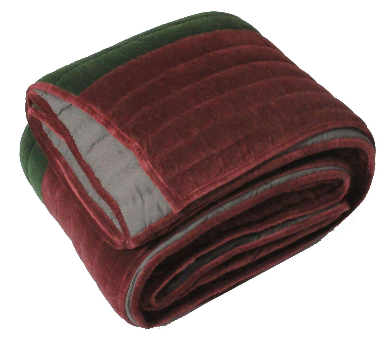Maroon Luxury Quilts Bedspreads Velvet Cotton Coverlets Stripes (240X260 Cm)-image-33
