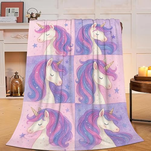 Colorful Unicorn Blanket Unicorn Plush Fleece Toddler Throw Blanket Soft Super A