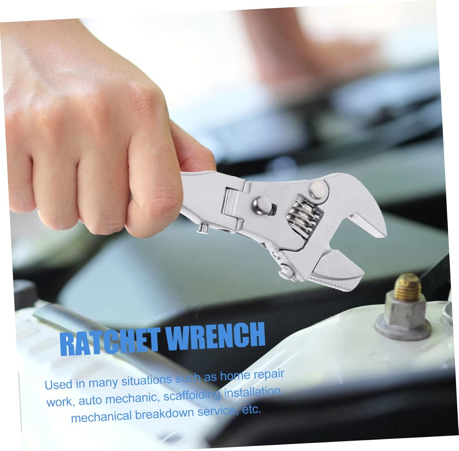 Veemoon Telescopic Ratchet Wrench with Flex Head Chromium Vanadium Steel Durable Adjustable Repair Tool for Home Mechanical and Car Maintenance