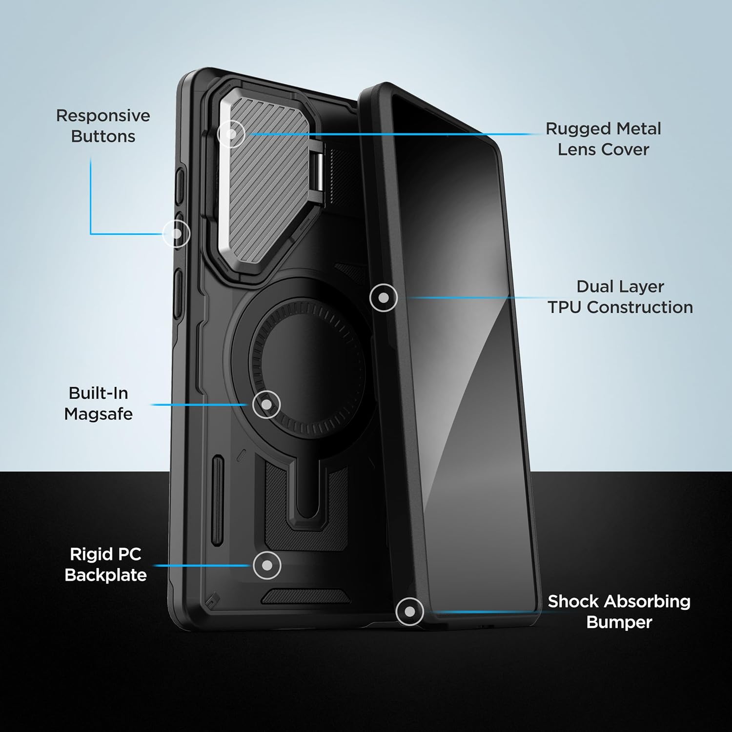 Encased for Samsung Galaxy S25 FE Case with Belt Clip Holster - Heavy-Duty Hinged Camera Lens Cover and Kickstand (Compatible with MagSafe) - Image 3