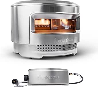 Solo Stove Pi Pizza Oven, Wood &amp; Gas Burner | Incl. Stainless Steel Outdoor Pizza Maker, Wood Burning Assembly, Gas Burner, Cordierite Pizza Stone (13 mm thick), H: 15.125 in x Dia: 20.5 in, 30.5 lbs