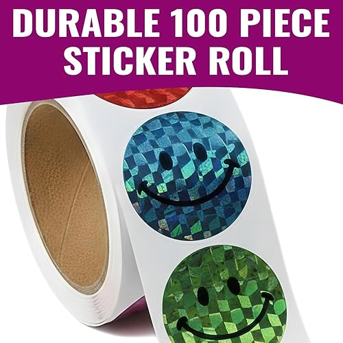 Miniatura 2 de Fun Express - Pegatinas de cara de sonrisa prisma (100 piezas) - Papelería - Pegatinas - Rollo - 1 pieza