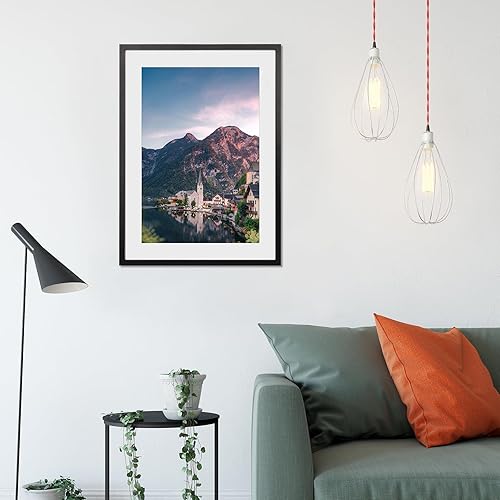 Vista 164 de Marco de 20 x 24 pulgadas, marco de fotos de 20 x 24 pulgadas, con paspartú a 16 x 20 pulgadas, marco de madera maciza, para colgar en la pared