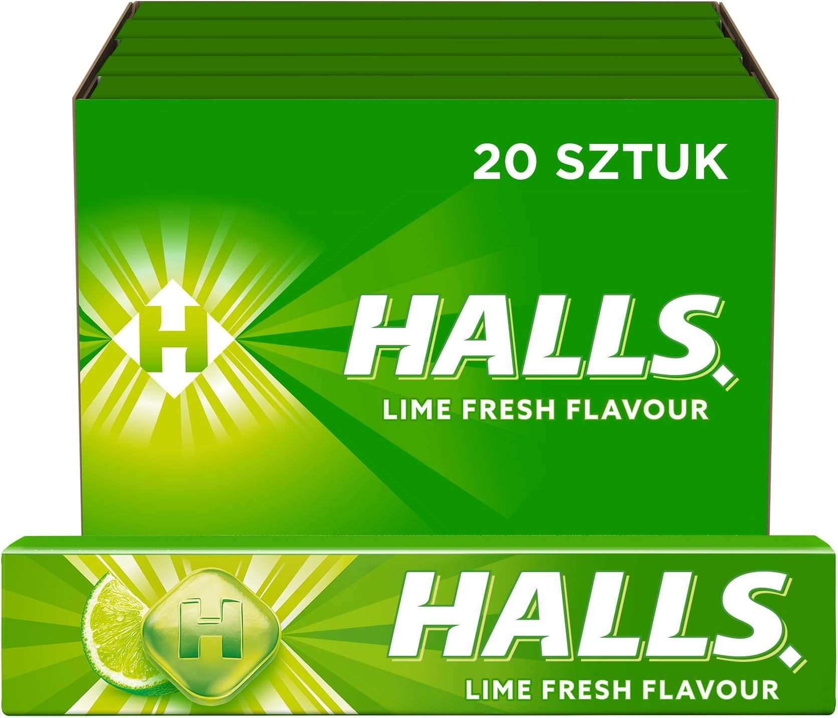 LIME FRESH FLAVOURS HALLS BARS CANDY 10 x 35.5g