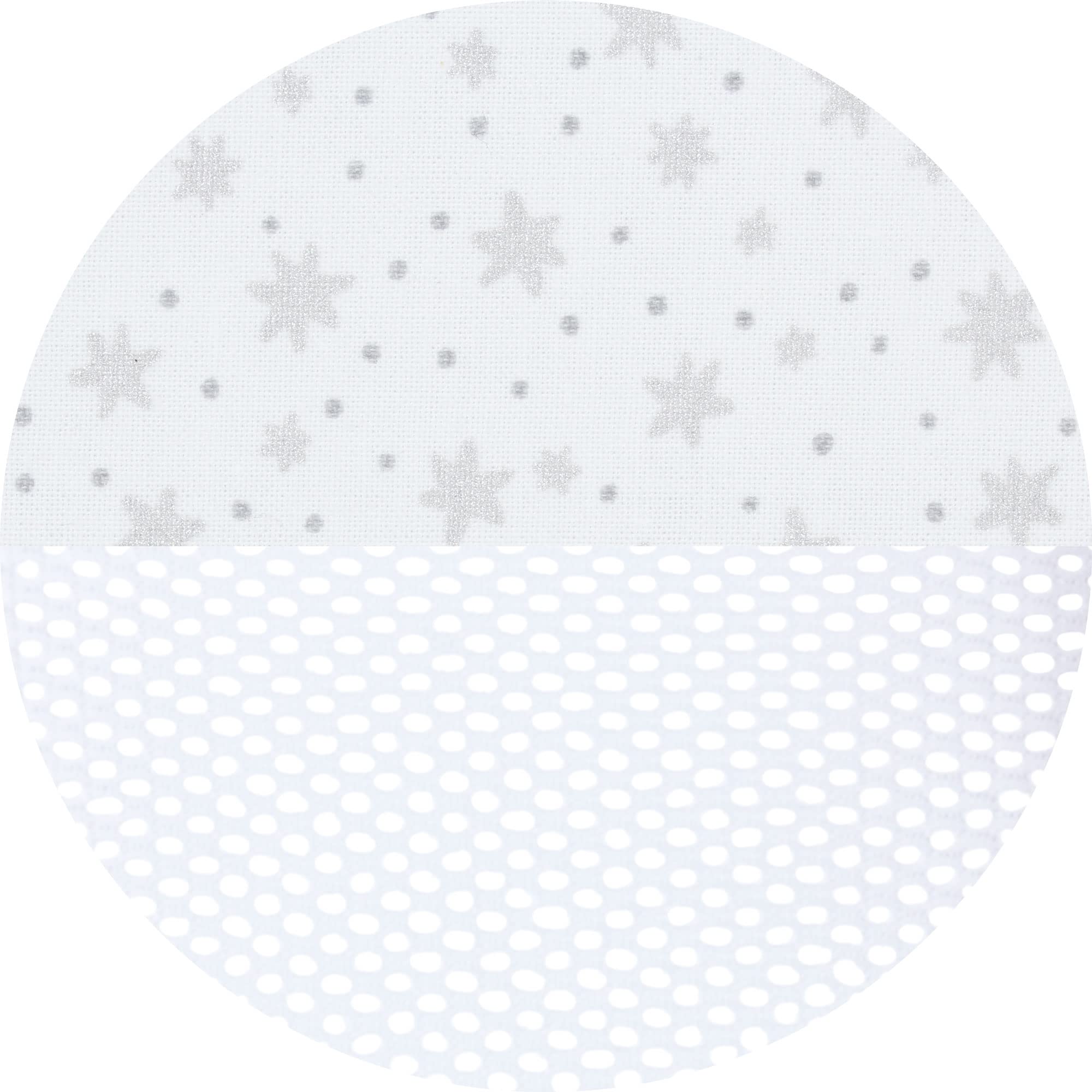 babybay Protector de cuna de malla apto para modelo original, color blanco con estrellas brillantes plateadas