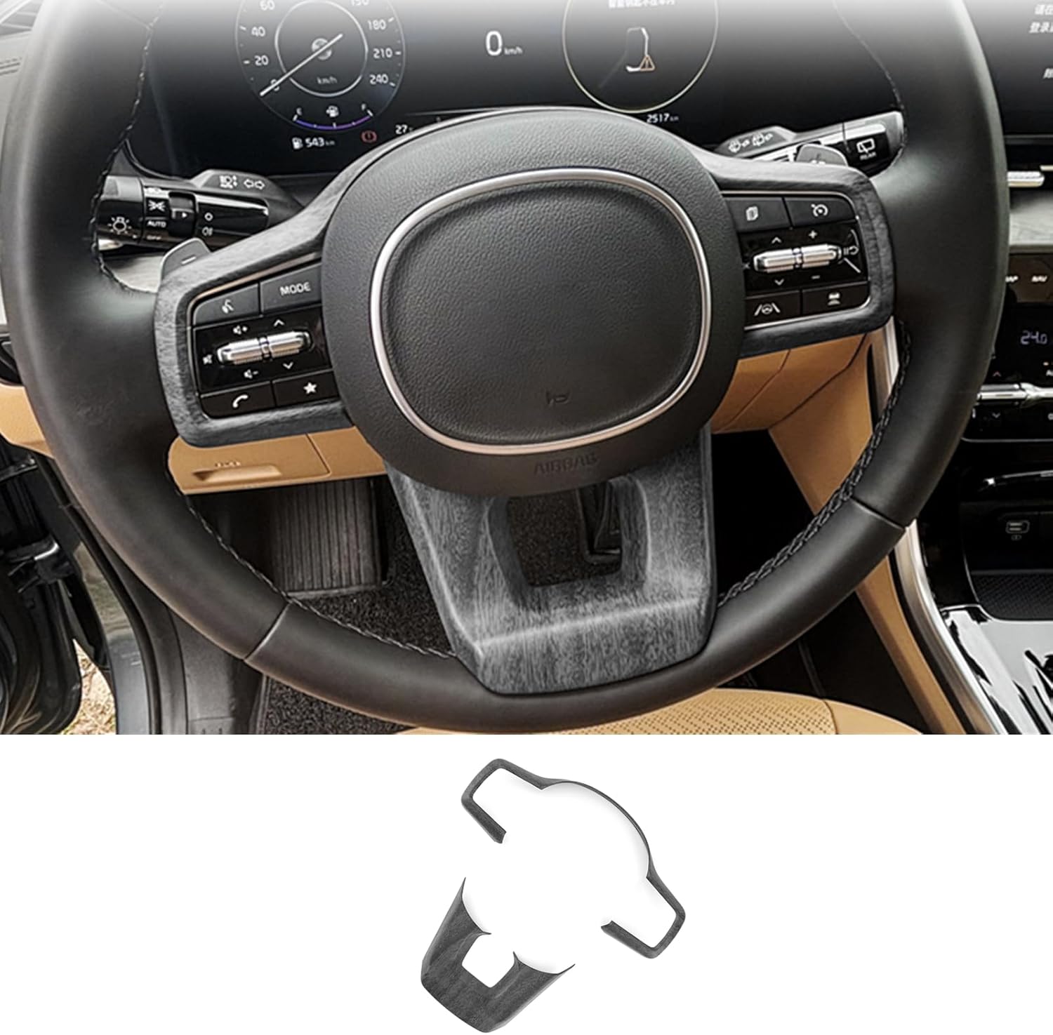 ABS Steering Wheel Panel Cover Trim Button Frame Cover Molding Sticker Compatible with Kia Carnival 2022-2025 [KA4] Kia Sorento 2021-2025 [MQ4] Accessories(Wood Grain Style)