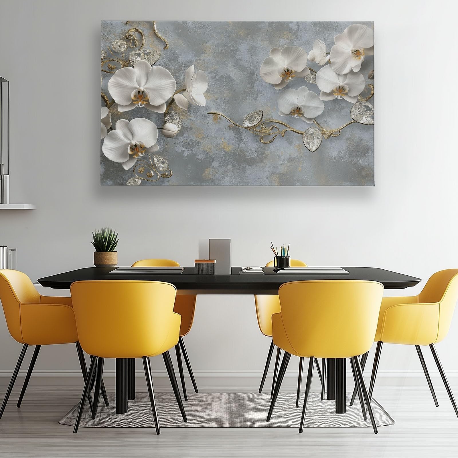 Genérico Cuadros de Arte Flores En Relieve 3D Lienzos Cuadro Tema Romántico Decoración Pared Cuadro Para Salon Dormitorio 140 x 70 cm Sin Marco