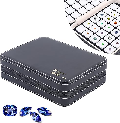 Miniatura 5 de Caja organizadora de gemas de 60 rejillas, caja de almacenamiento de joyas, caja de lujo para colección de diamantes con tapa transparente y diseño
