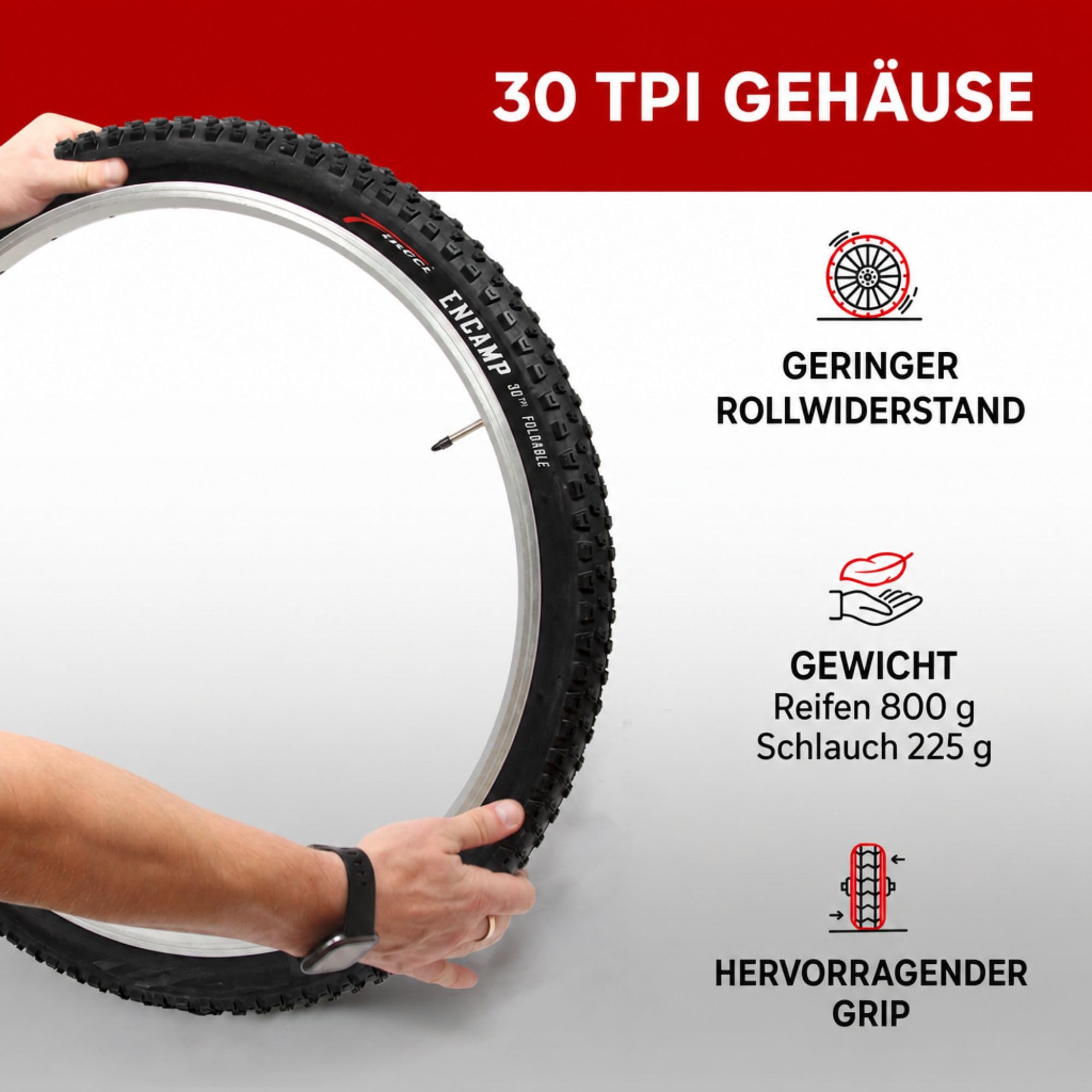 Fincci Fahrradreifen 26x2.25 – Paar MTB 26 Zoll FaltReifen 57-559 (27 TPI) mit 2X 26-Zoll Schrader-Schläuchen, geeignet für Jugendliche & Erwachsene, Mountainbike/Hybrid, Schlamm & Offroad – 2er Pack