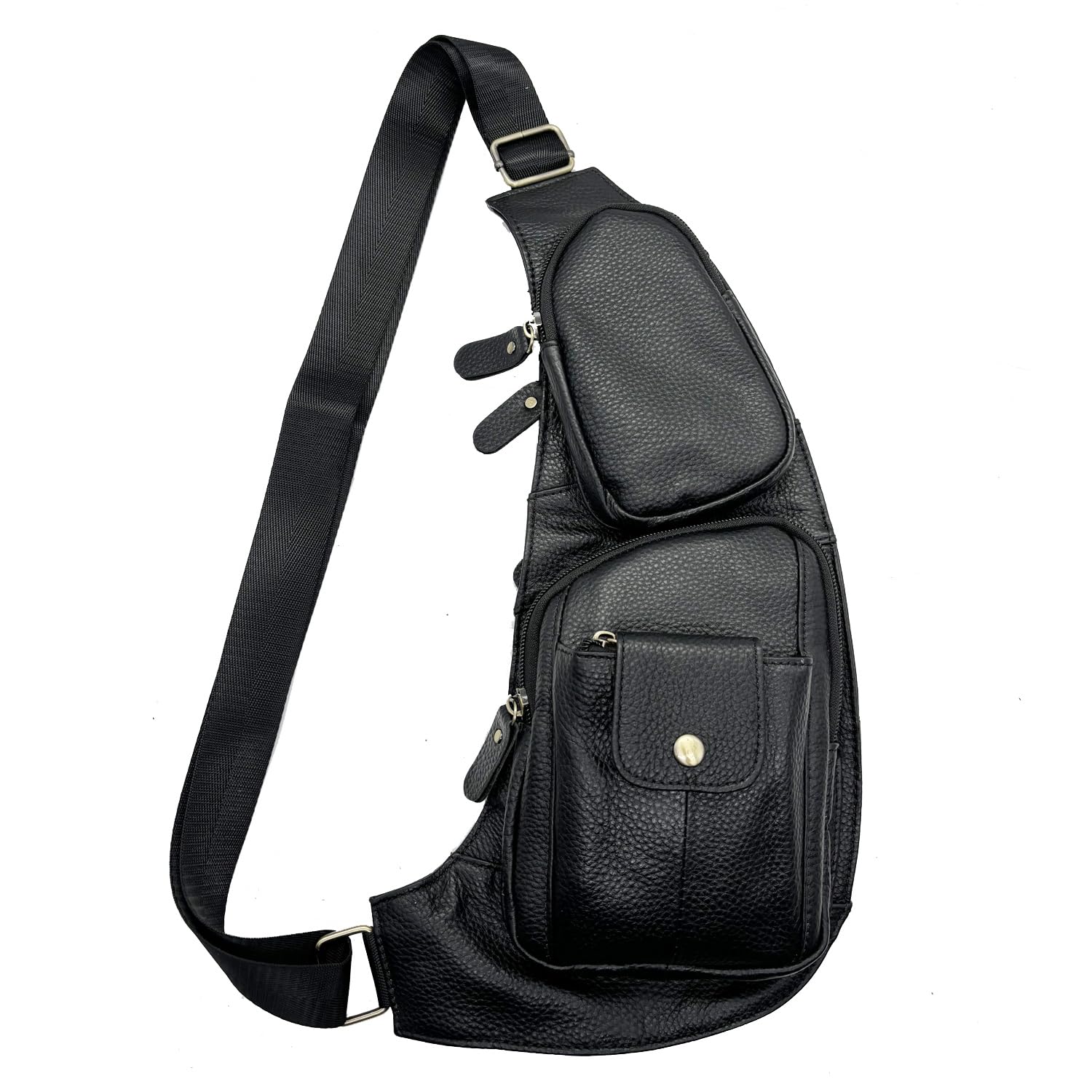 Hebetag Leather Sling Bag Crossbody Backpack for Men Women Travel Outdoor Camping