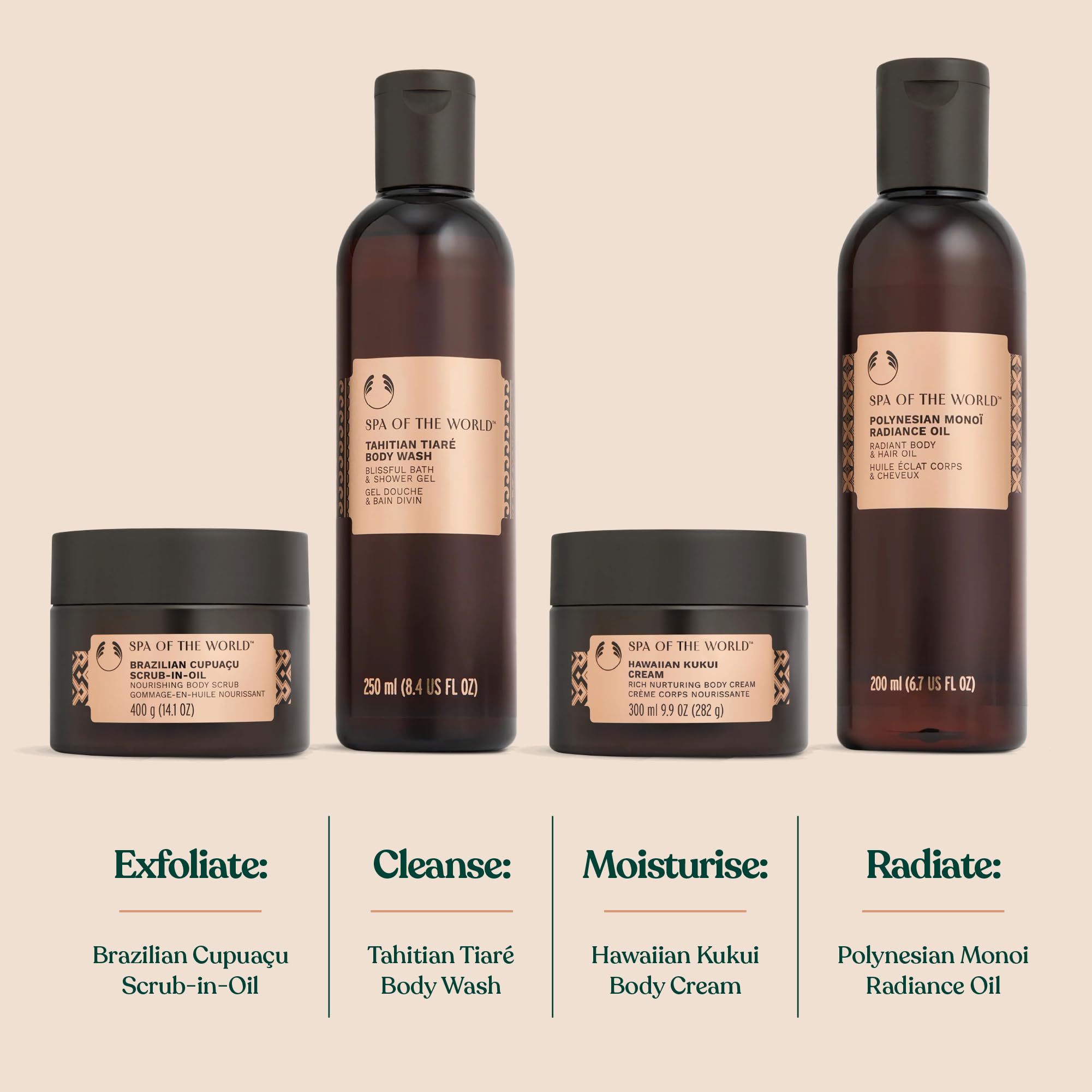 The Body Shop Spa of the World Hawaiian Kukui Body Cream (1 x 300 ml), luksusowy krem do ciała z olejkiem kukui, masłem shea i olejkiem z orzechów brazylijskich, bogaty krem z kwiatów dla aksamitnej
