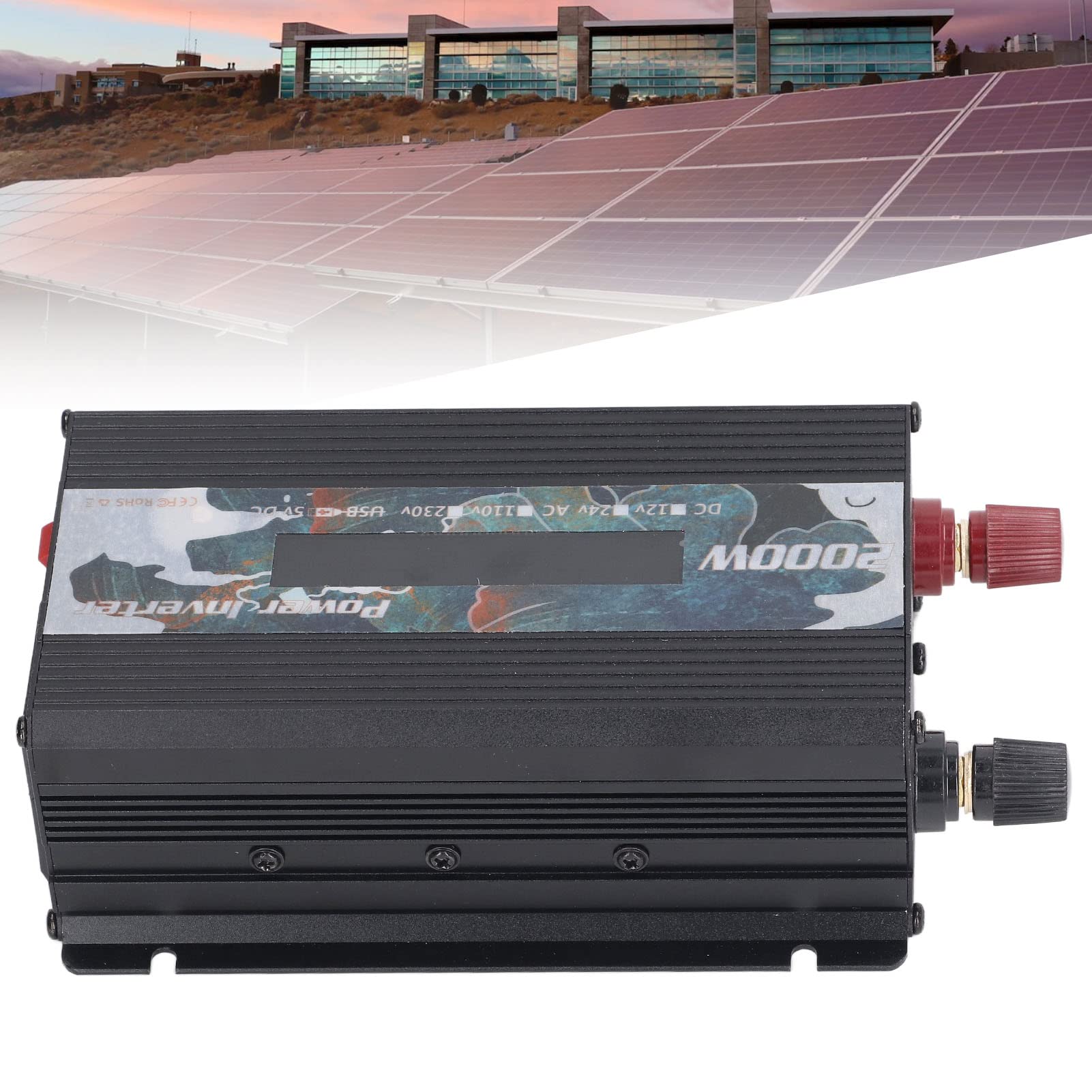 Convertidor de Corriente, Pantalla LCD Solar del Inversor de Corriente del Coche de CC a CA de 2000 W para Cámaras (DC12V)