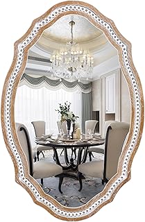 24x35 Inches Wooden Farmhouse Oval Mirror for Wall Decor, Living Room, B...